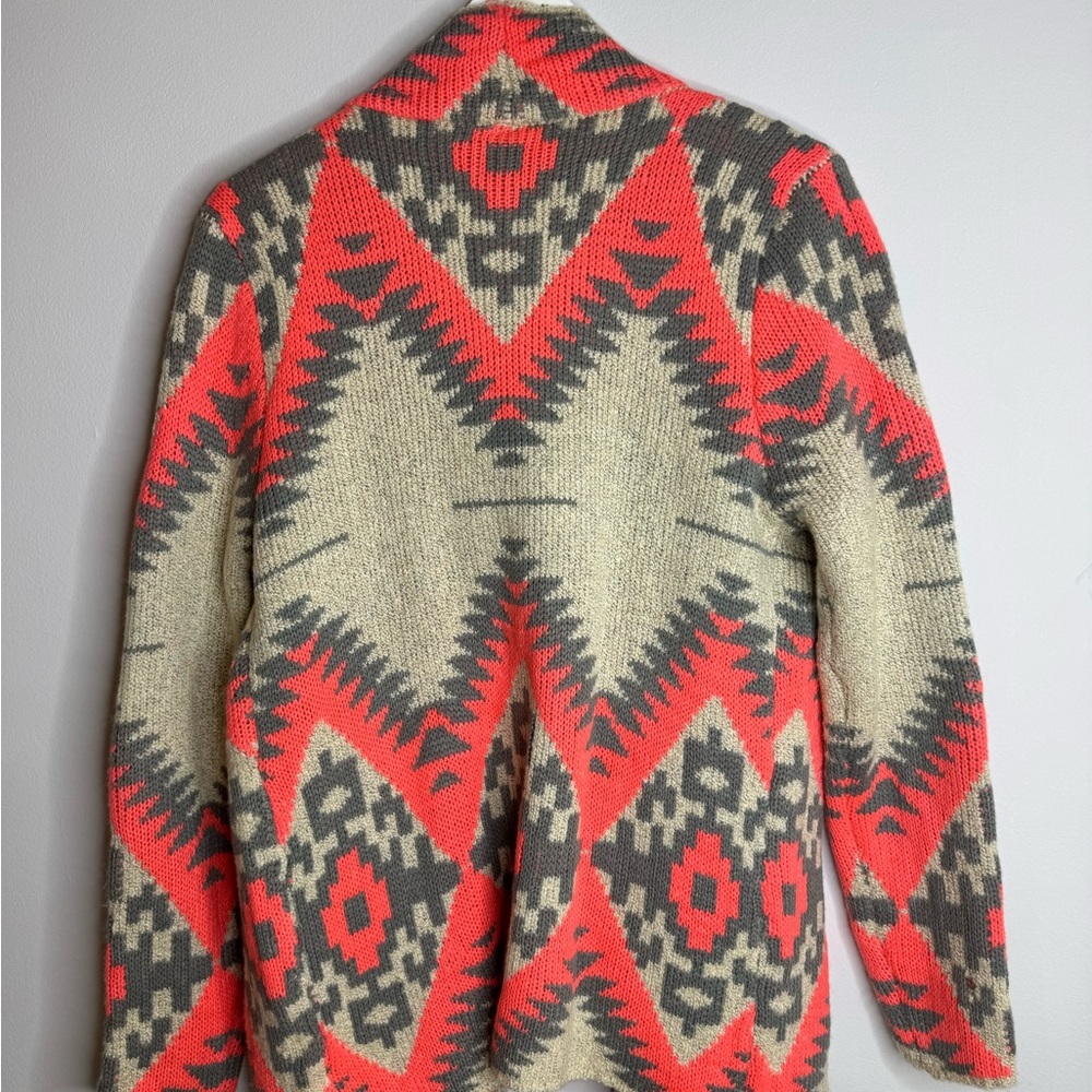Aztec Patterned Hot Pink, Cream and Gray Women's Cardigan | ONE SIZE - Picture 5 of 5